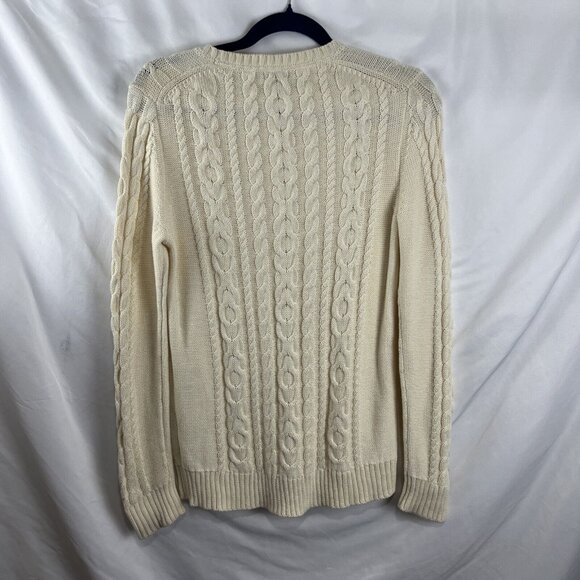 L.L. Bean Cream-Coloured Cable Knit Sweater Womens Size S - Picture 7 of 10